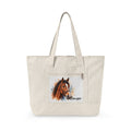 Personalized pet portrait zippered canvas tote bag